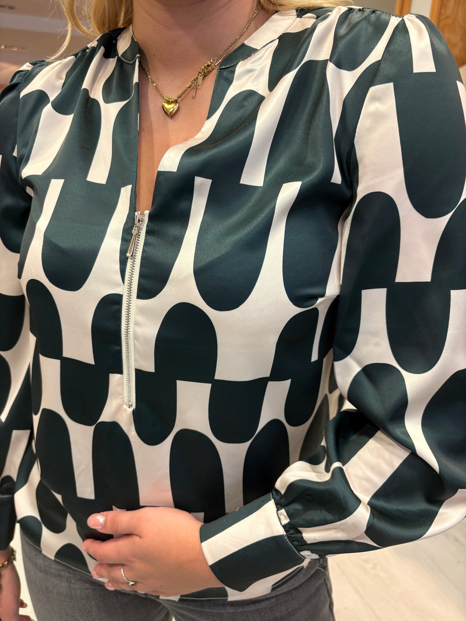This Girls Curiosity Green Print Top