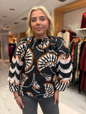Emily Lovelock Black Print Top