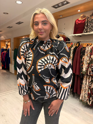 Emily Lovelock Black Print Top