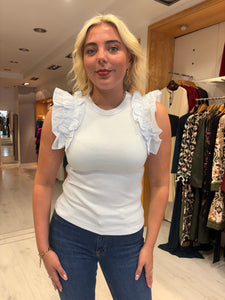 Karen By Simonsen White Frill Top