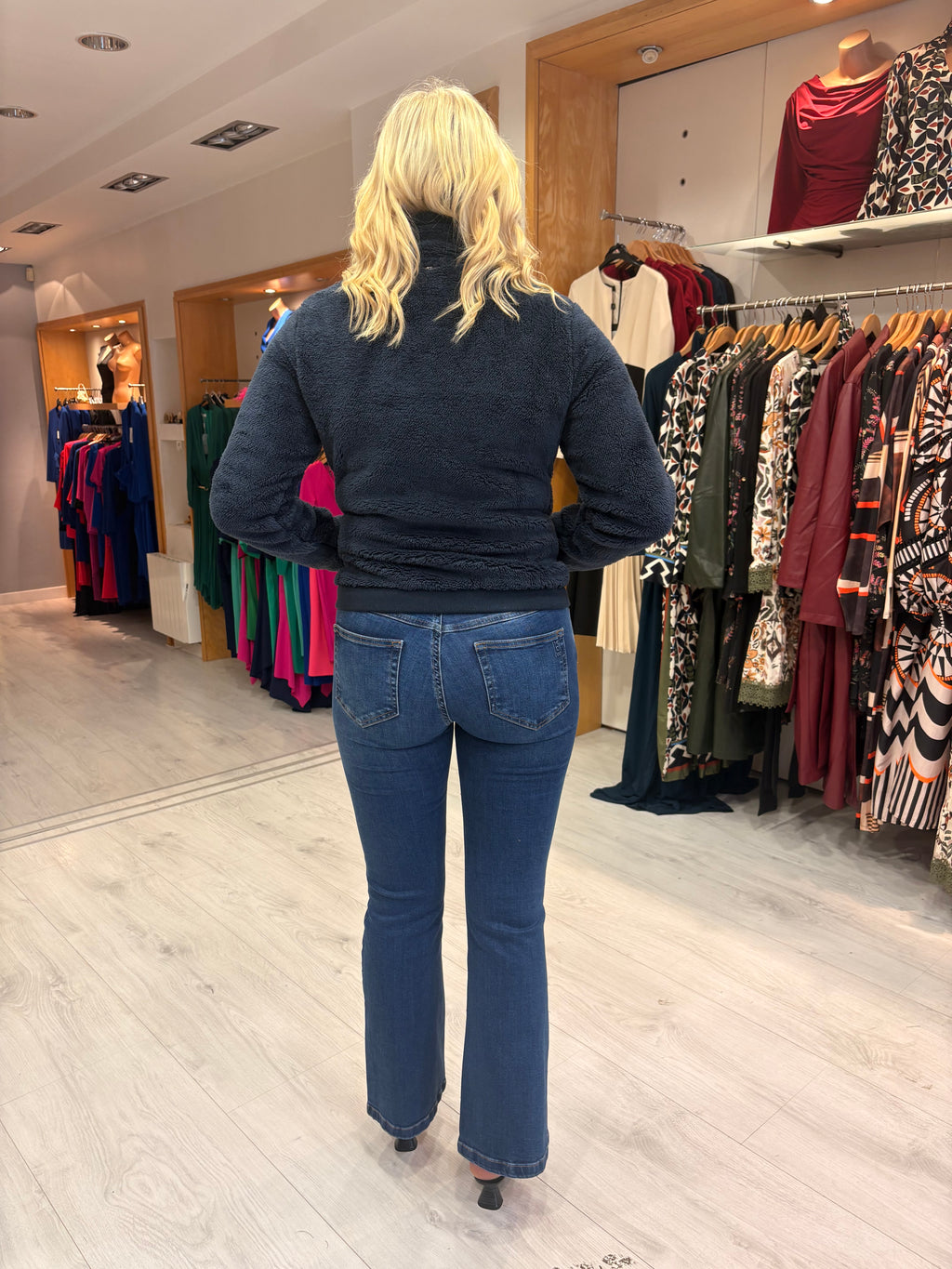 Hv Polo Navy Teddy Zip Jacket