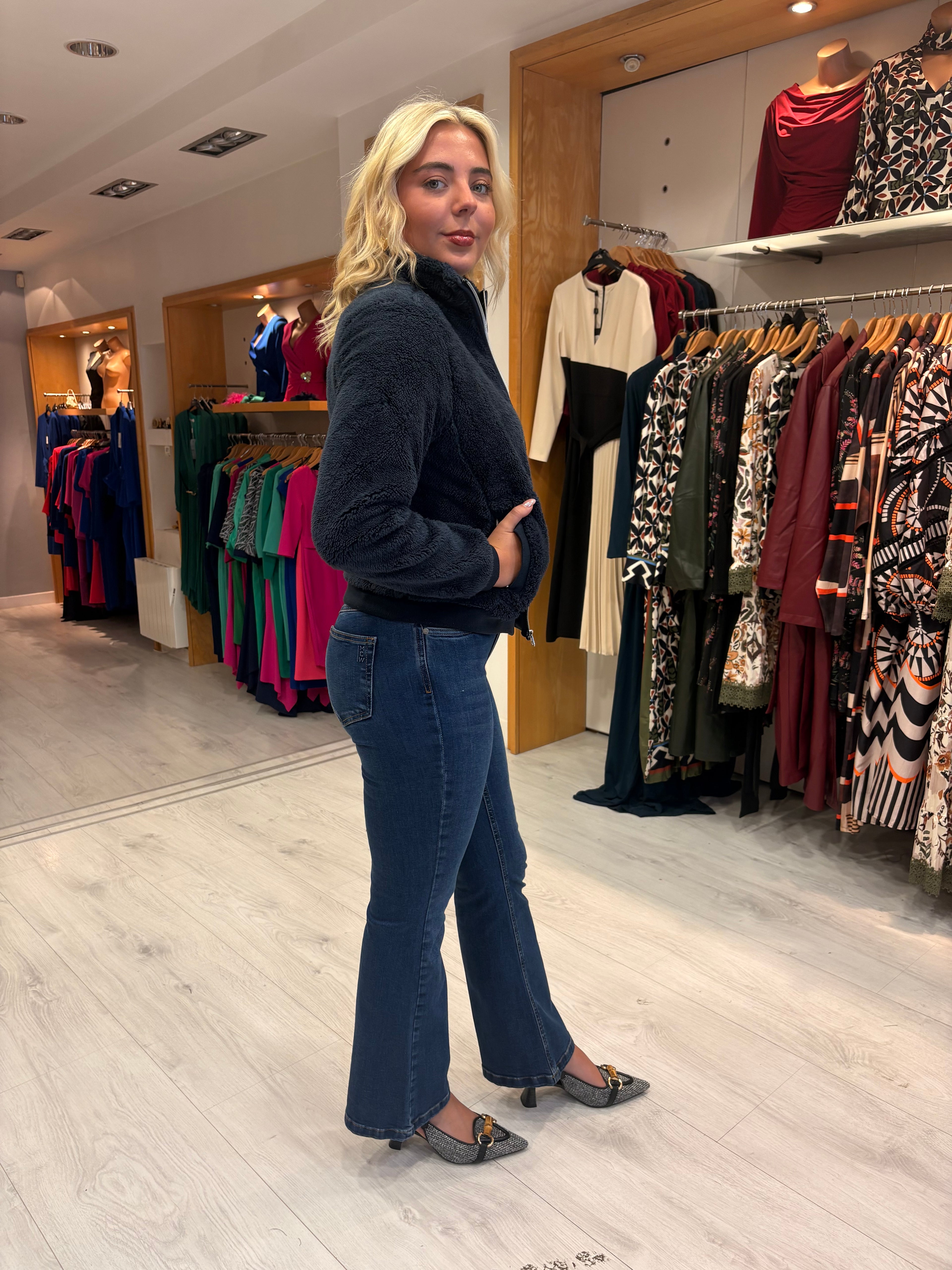 Hv Polo Navy Teddy Zip Jacket