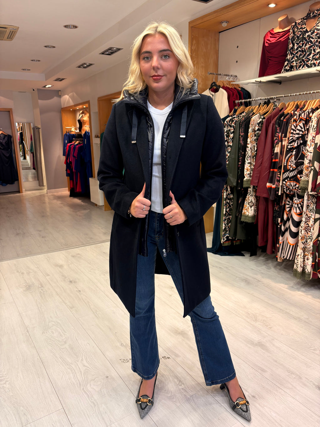 Hv Polo Navy Coat with Detachable Inner layer