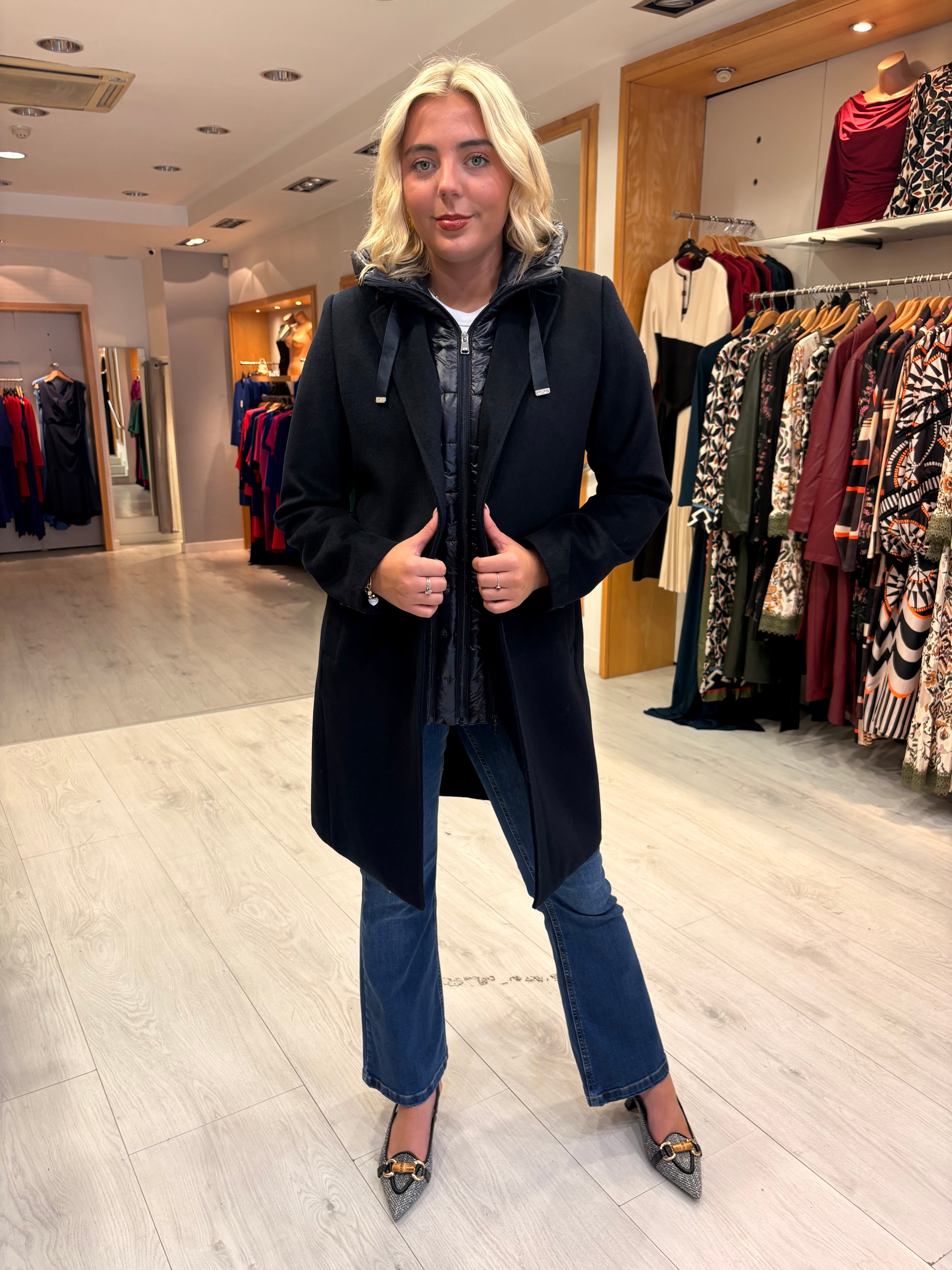 Hv Polo Navy Coat with Detachable Inner layer