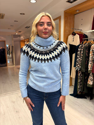 Hv Polo Blue Print Polo Neck Jumper