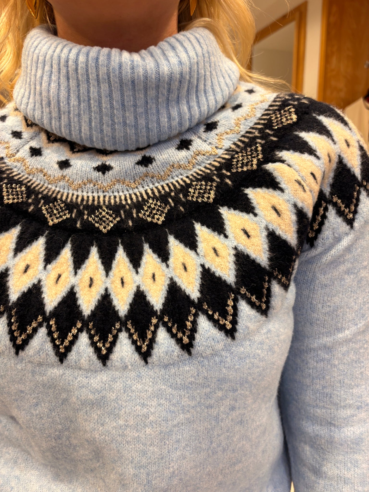 Hv Polo Blue Print Polo Neck Jumper