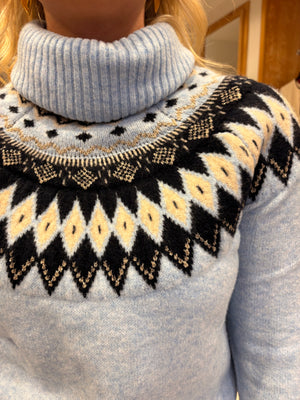 Hv Polo Blue Print Polo Neck Jumper