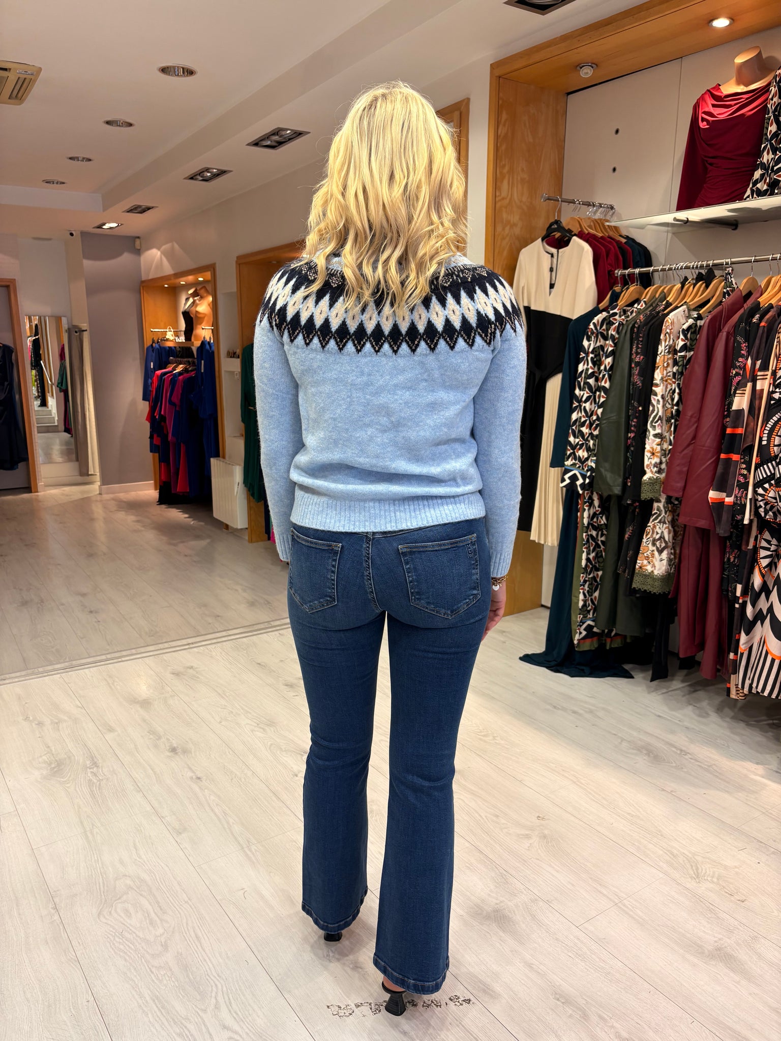 Hv Polo Blue Print Polo Neck Jumper