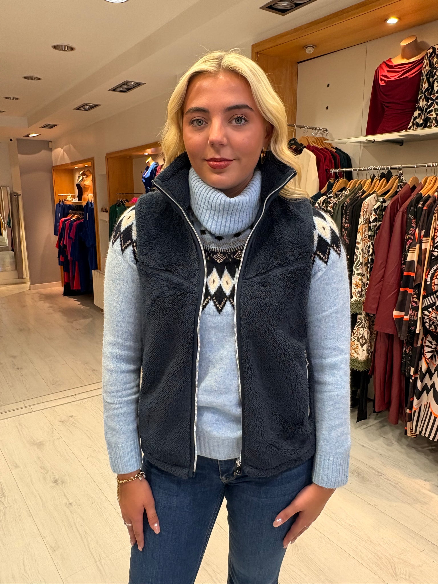 Hv Polo Blue Print Polo Neck Jumper