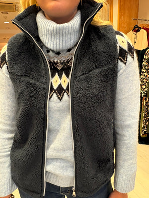 Hv Polo Navy Faux-Fur Zip Gilet
