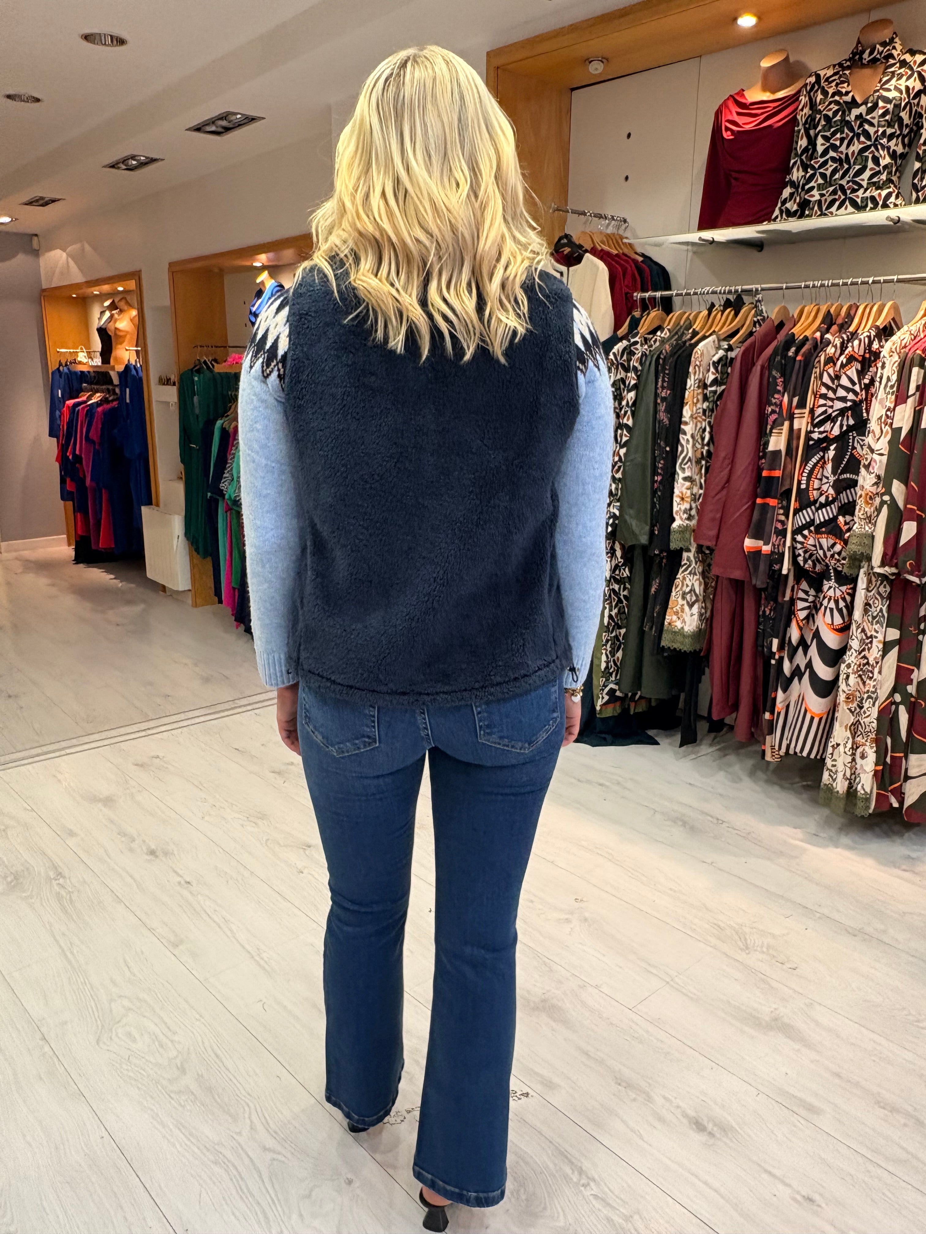 Hv Polo Navy Faux-Fur Zip Gilet