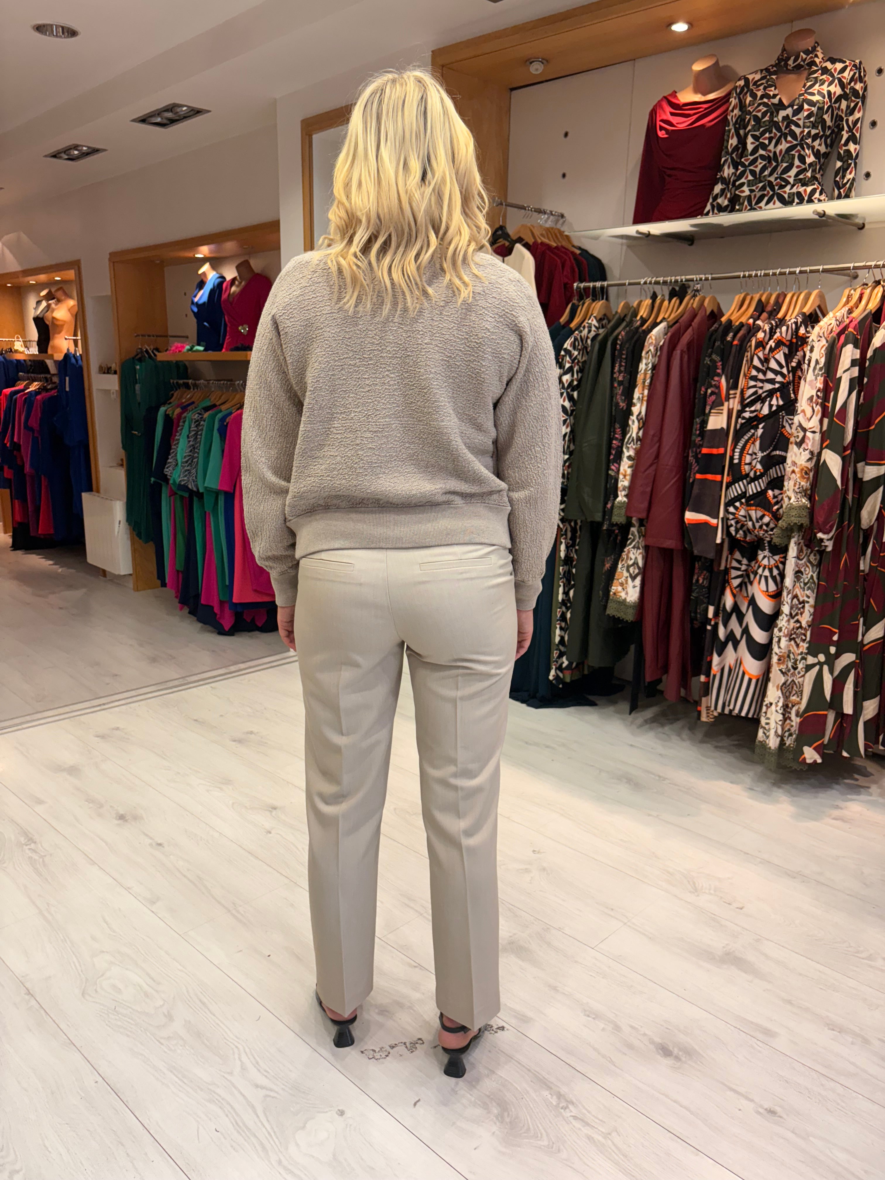 Yaya Beige Textured Knit Bomber Jacket