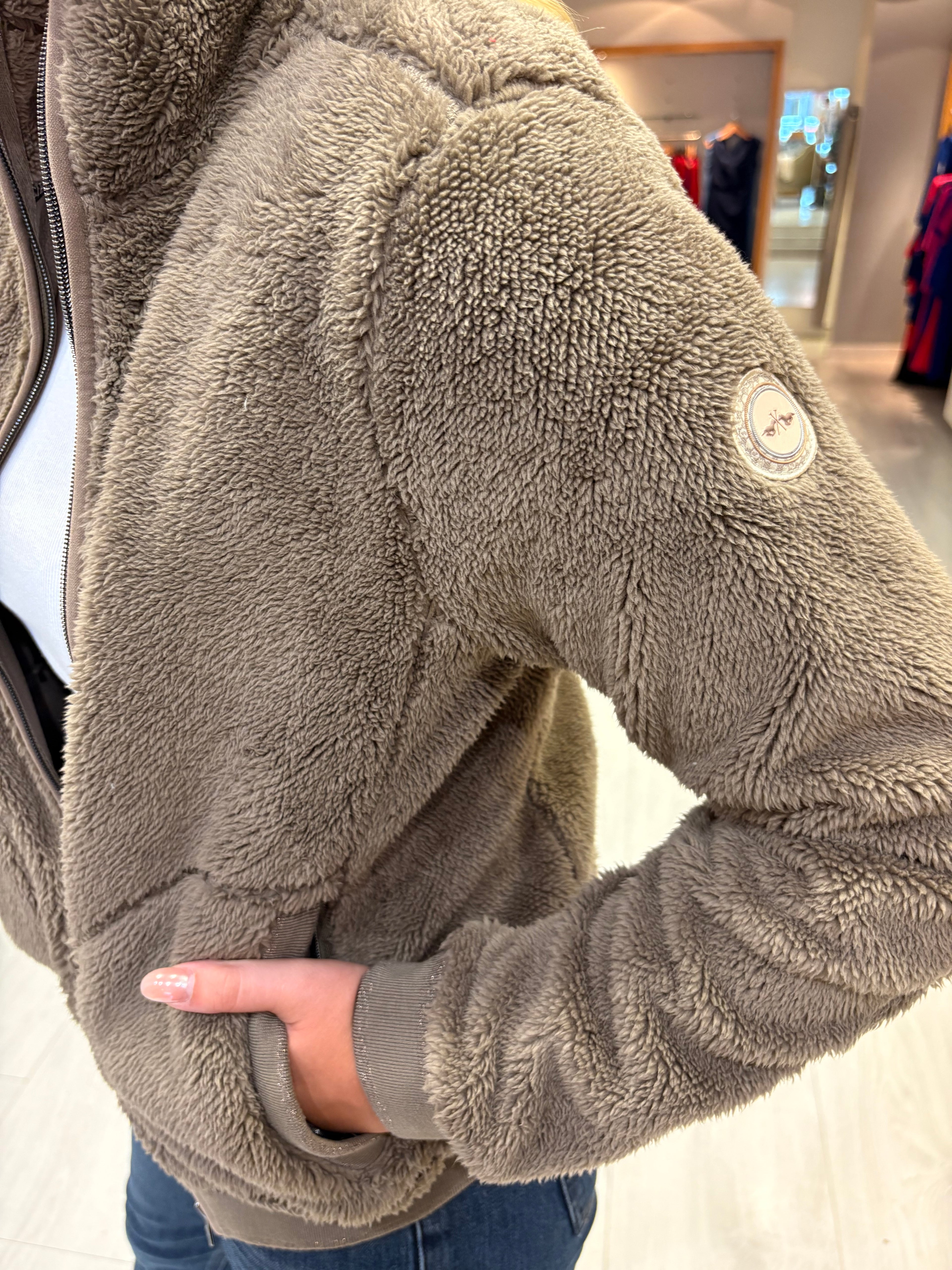 Hv Polo Khaki Teddy Zip Jacket