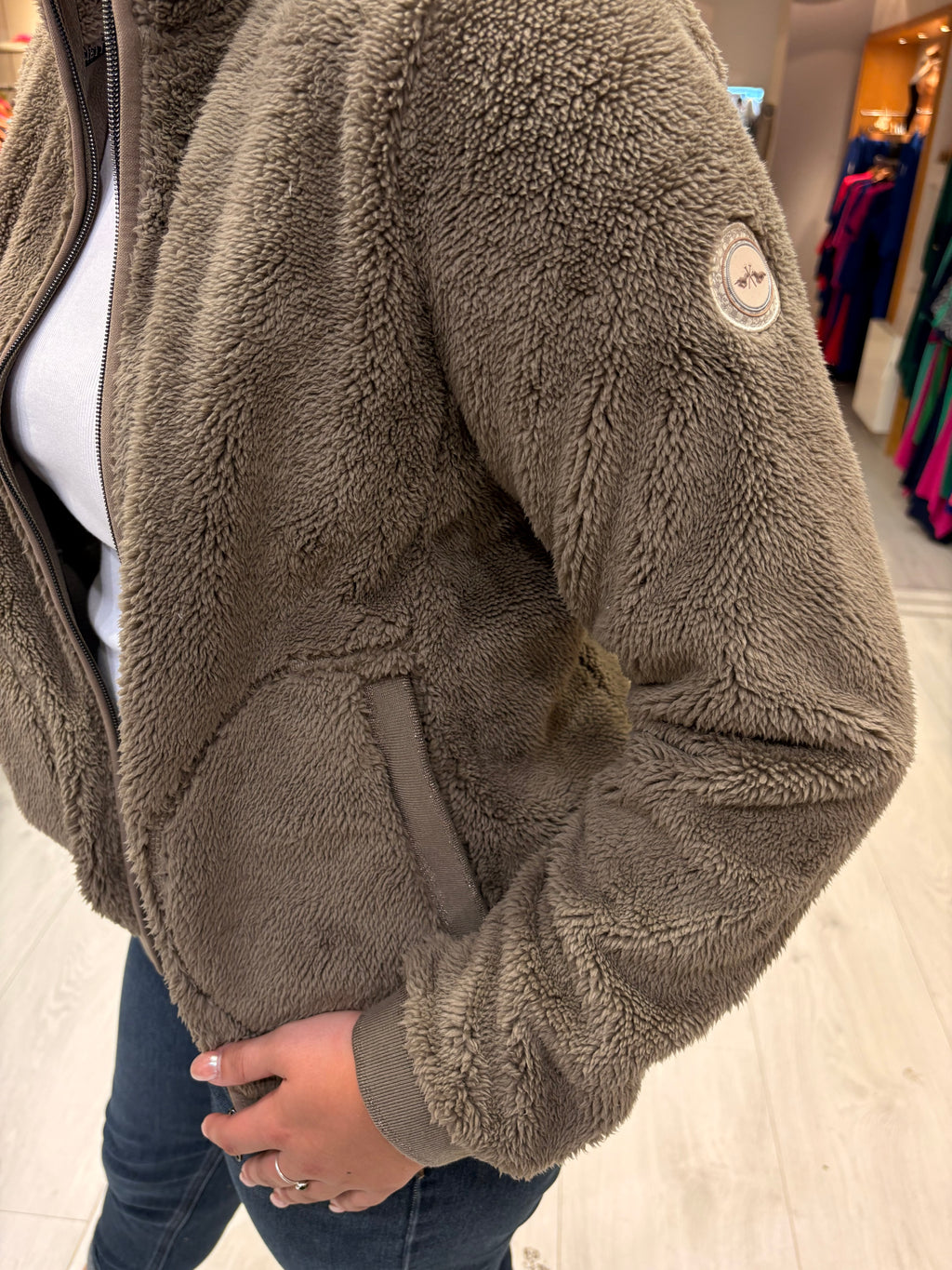 Hv Polo Khaki Teddy Zip Jacket