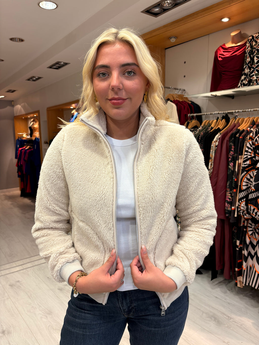 Hv Polo Navy Teddy Zip Jacket