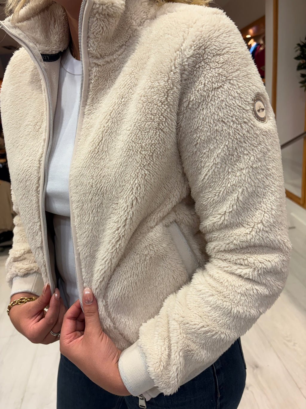 Hv Polo Navy Teddy Zip Jacket