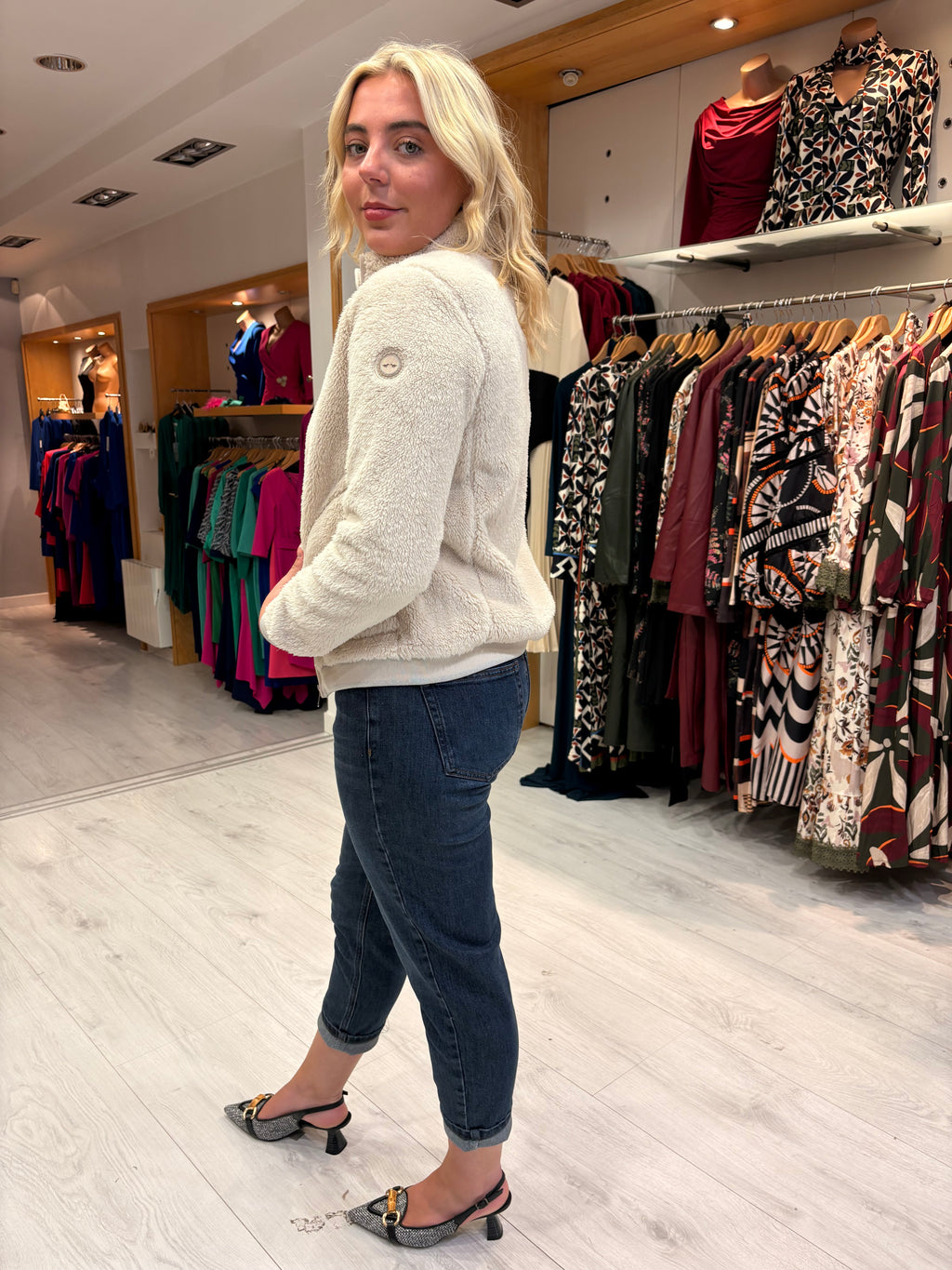 Hv Polo Navy Teddy Zip Jacket