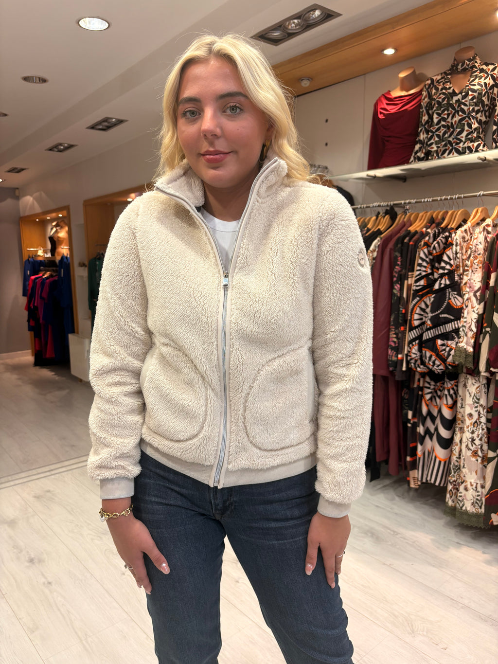 Hv Polo Navy Teddy Zip Jacket