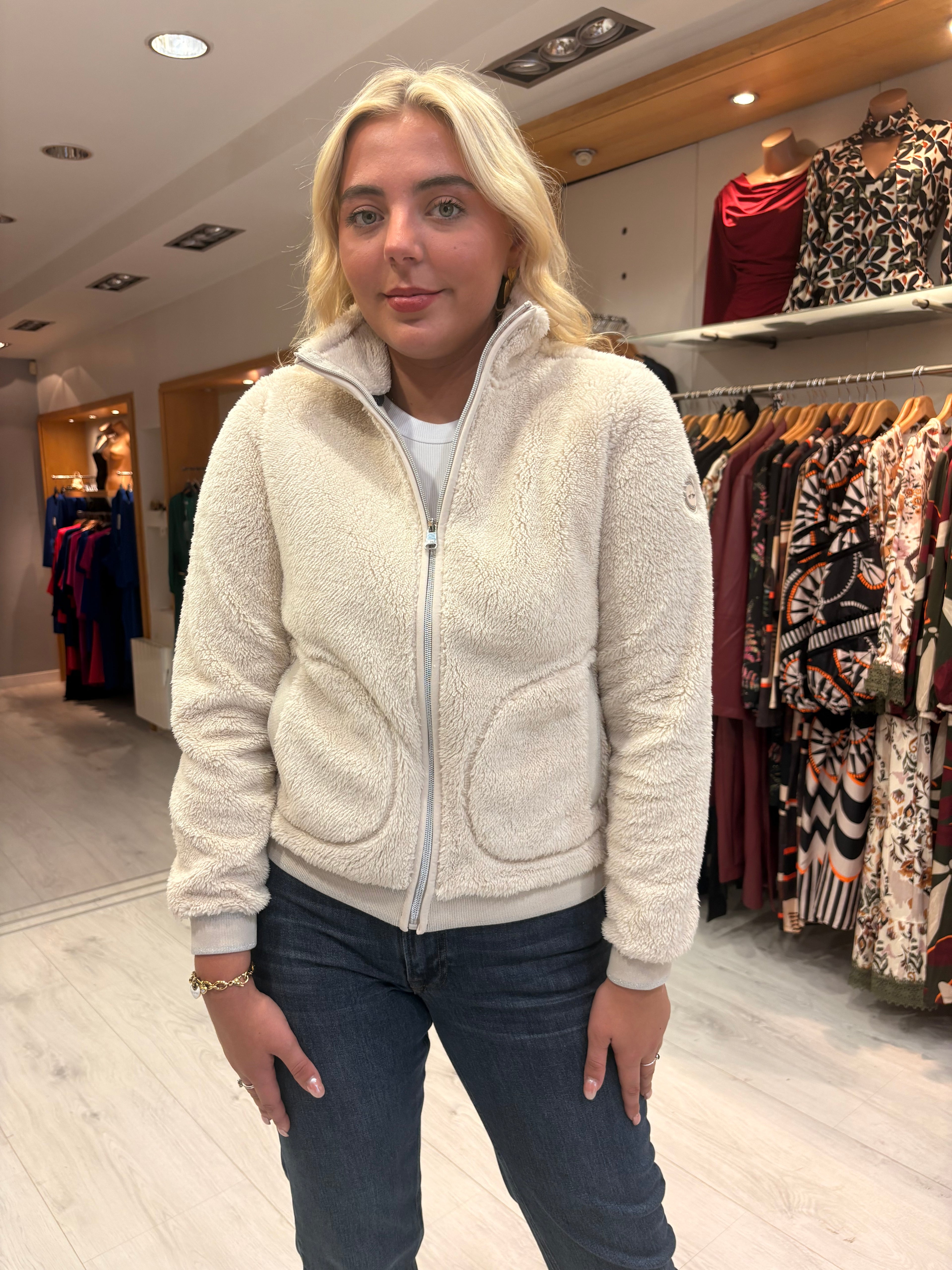 Hv Polo Navy Teddy Zip Jacket