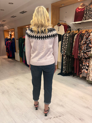 Hv Polo Pink  Print Polo Neck Jumper