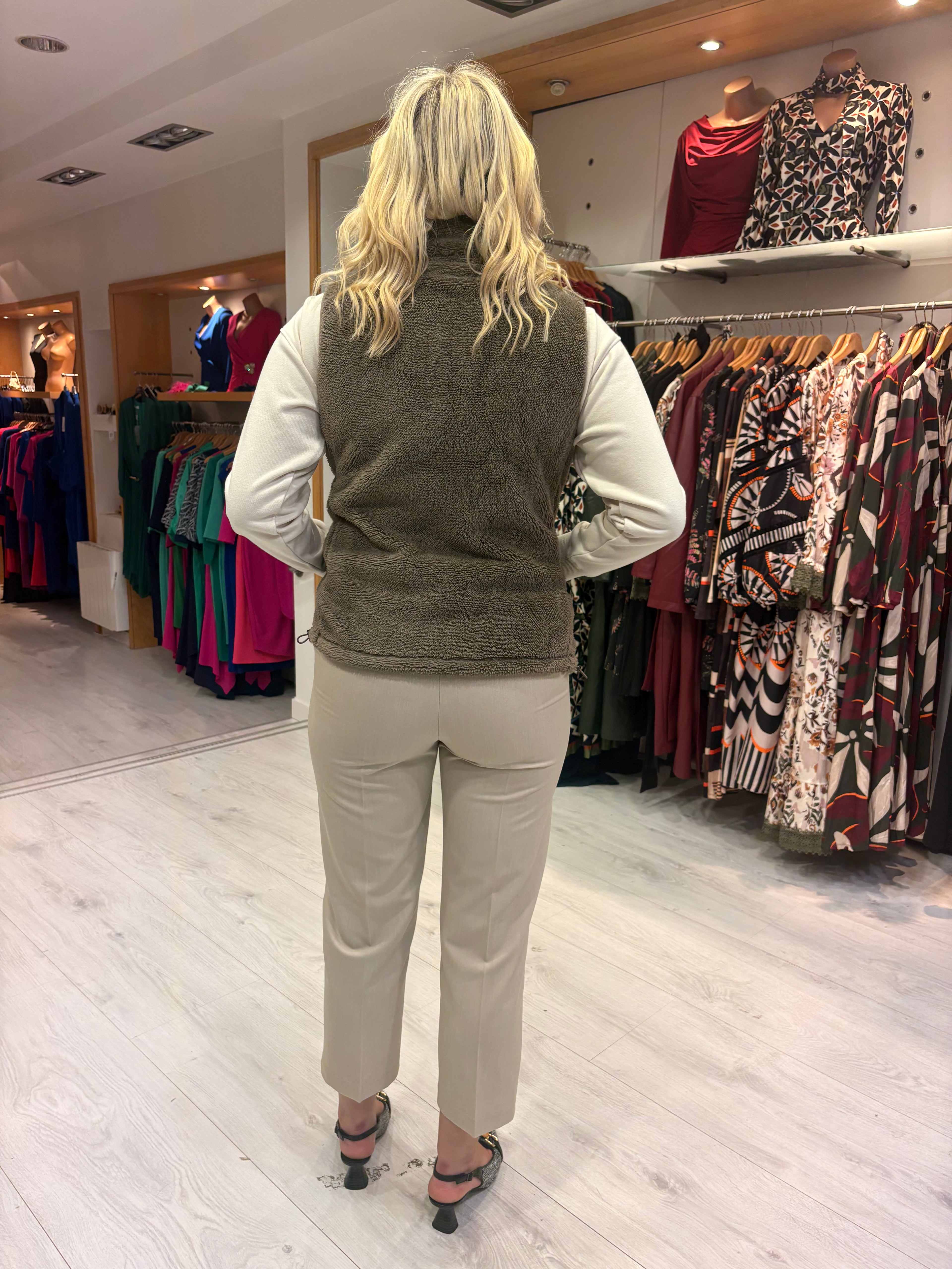 Hv Polo Khaki Faux-Fur Zip Gilet