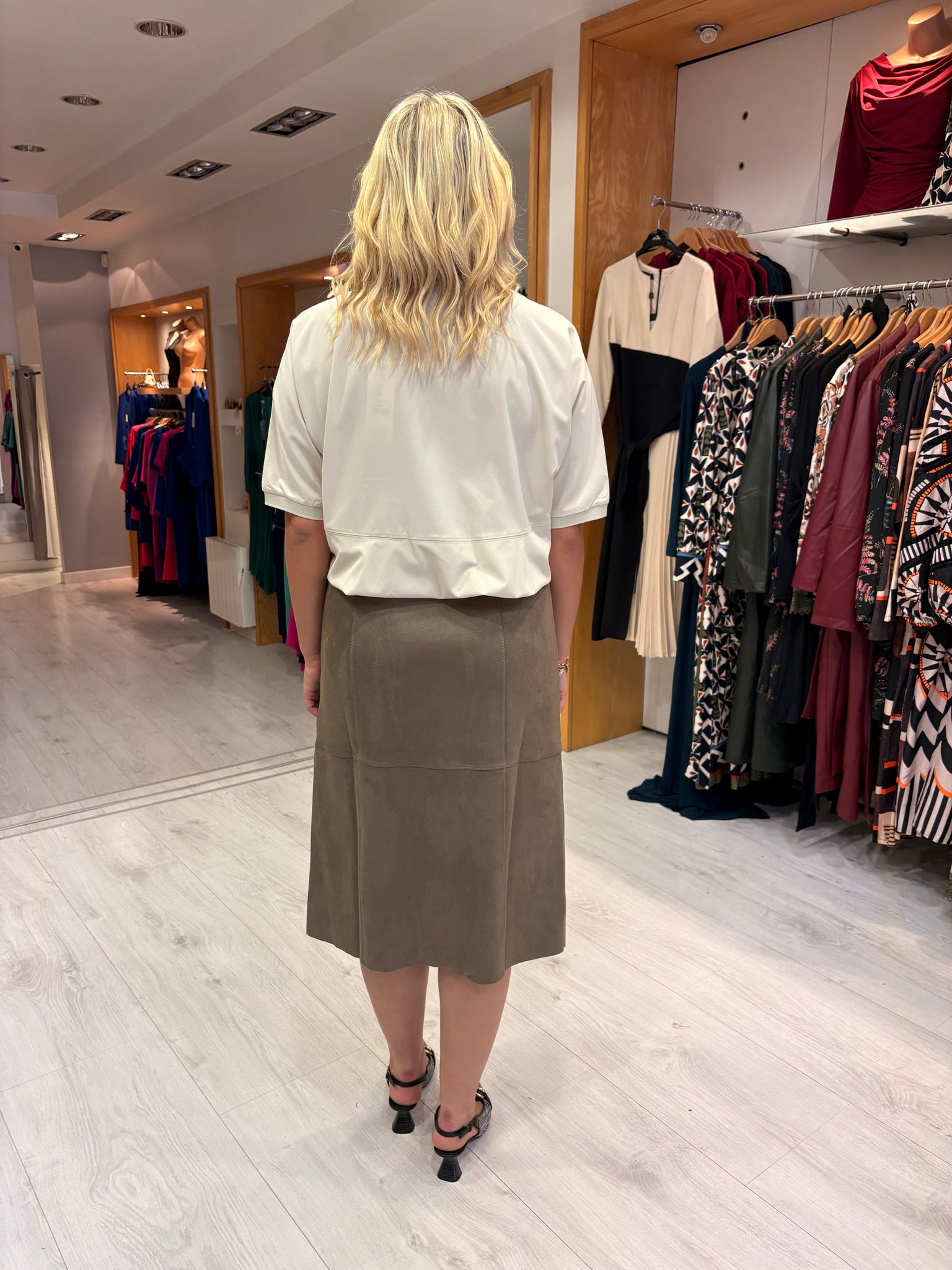 Yaya Cream Bubble Hem Top