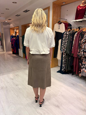 Yaya Cream Bubble Hem Top