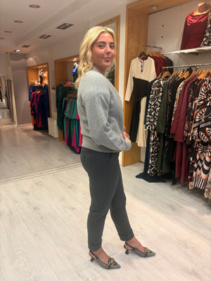 Yaya Grey Textured Knit Bomber Jacket