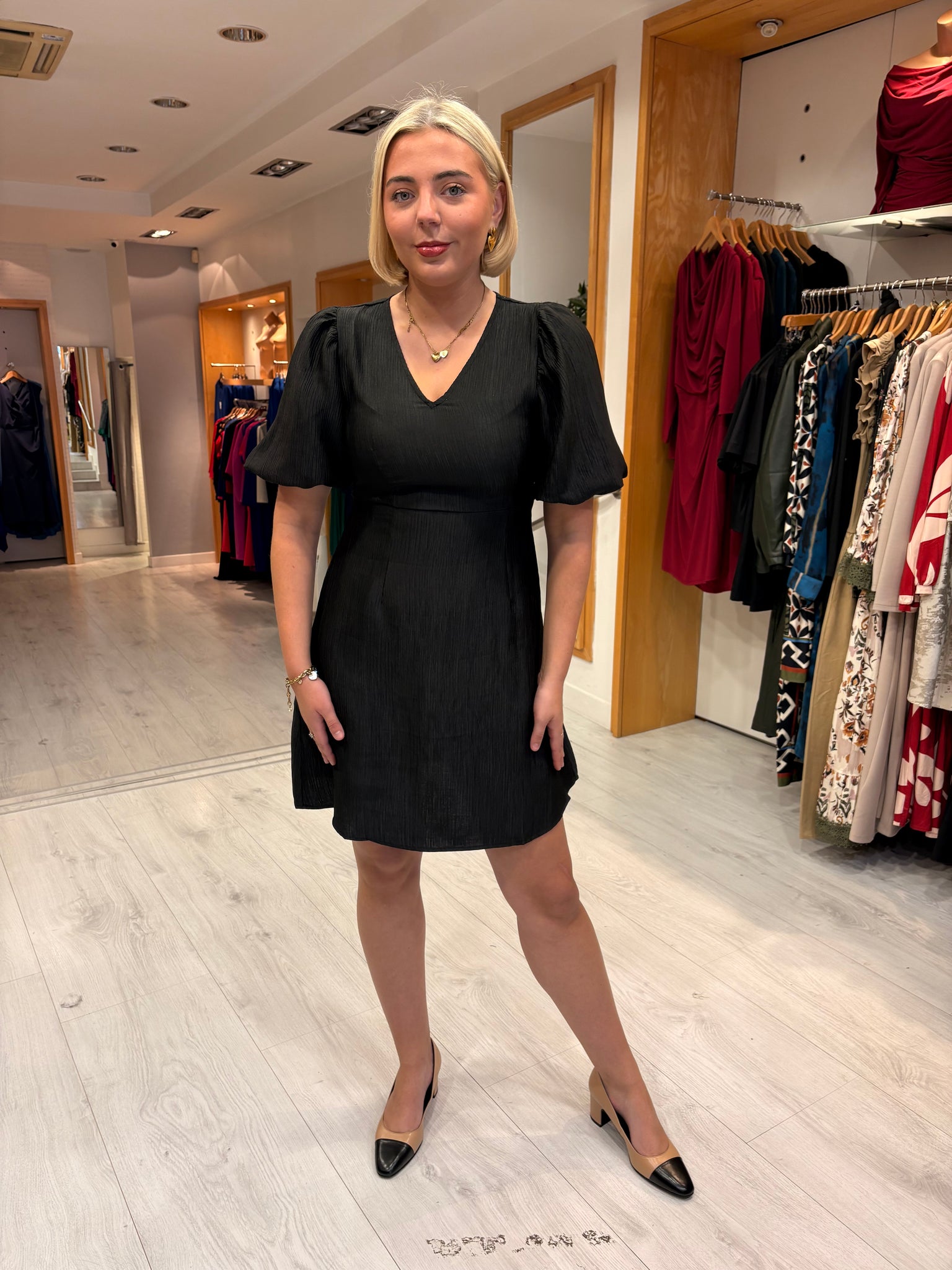 Kaffe Black Puff Sleeve Dress