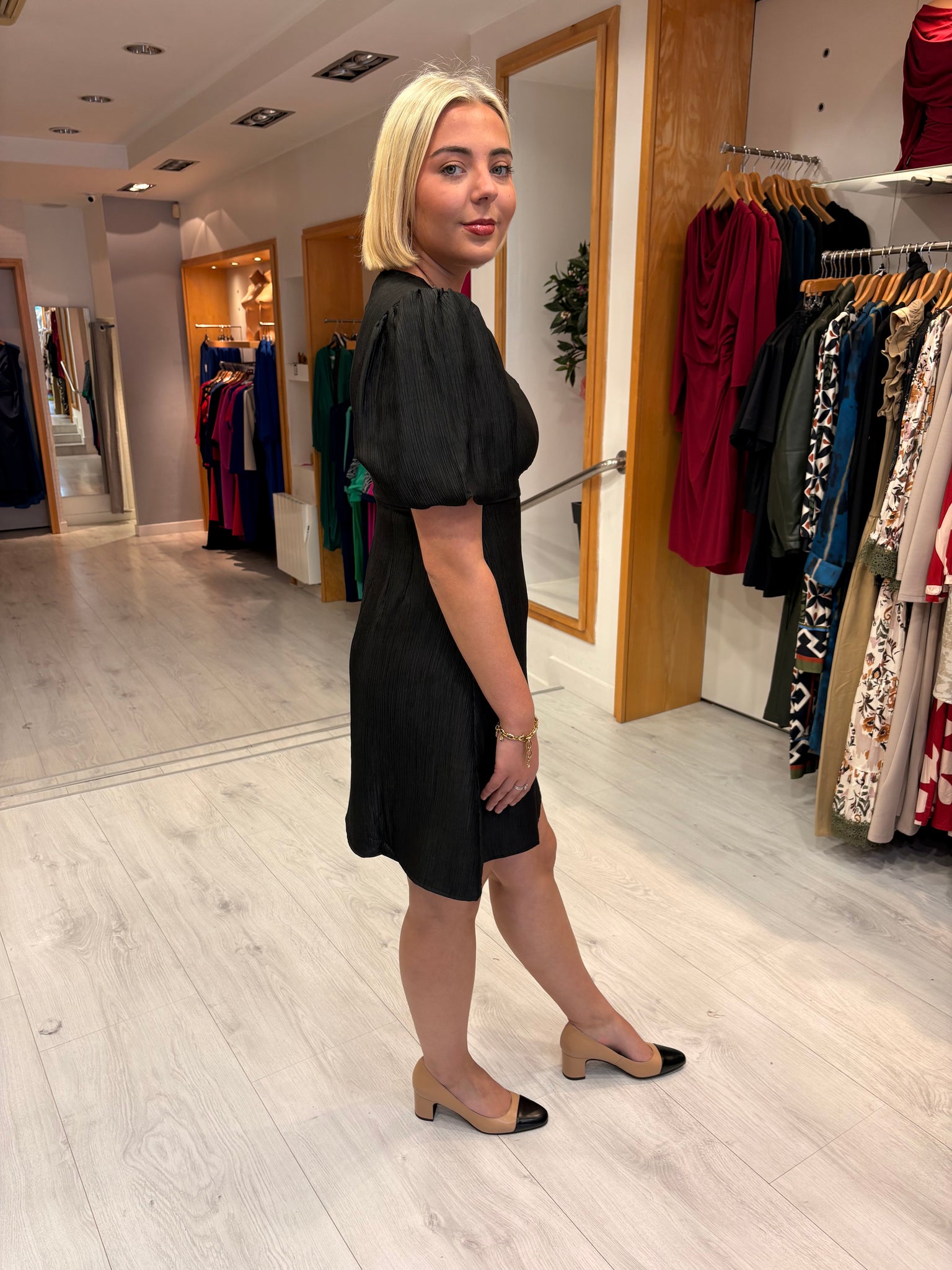 Kaffe Black Puff Sleeve Dress