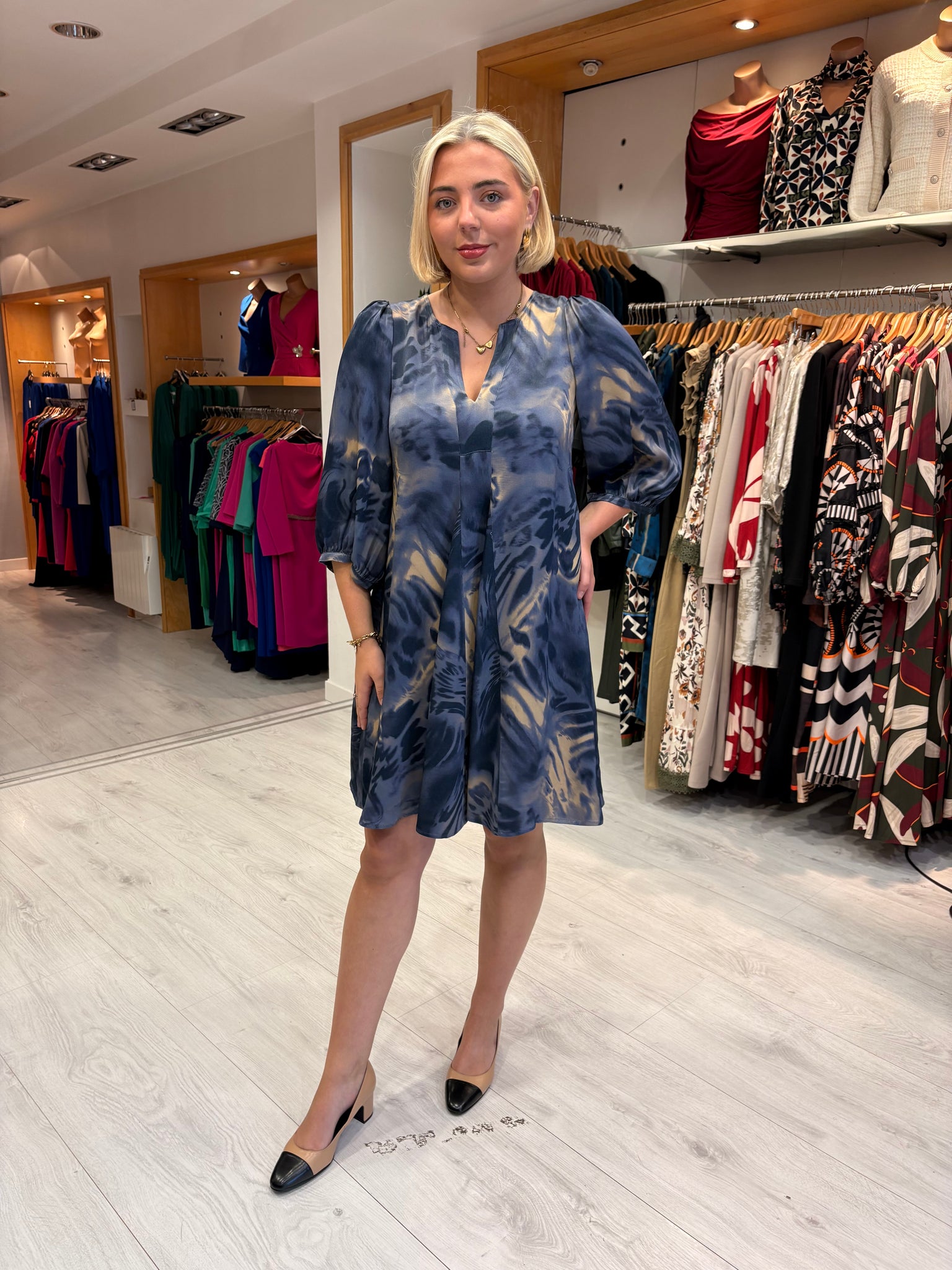 Karen By Simonsen Blue Tie-Dye Print Dress