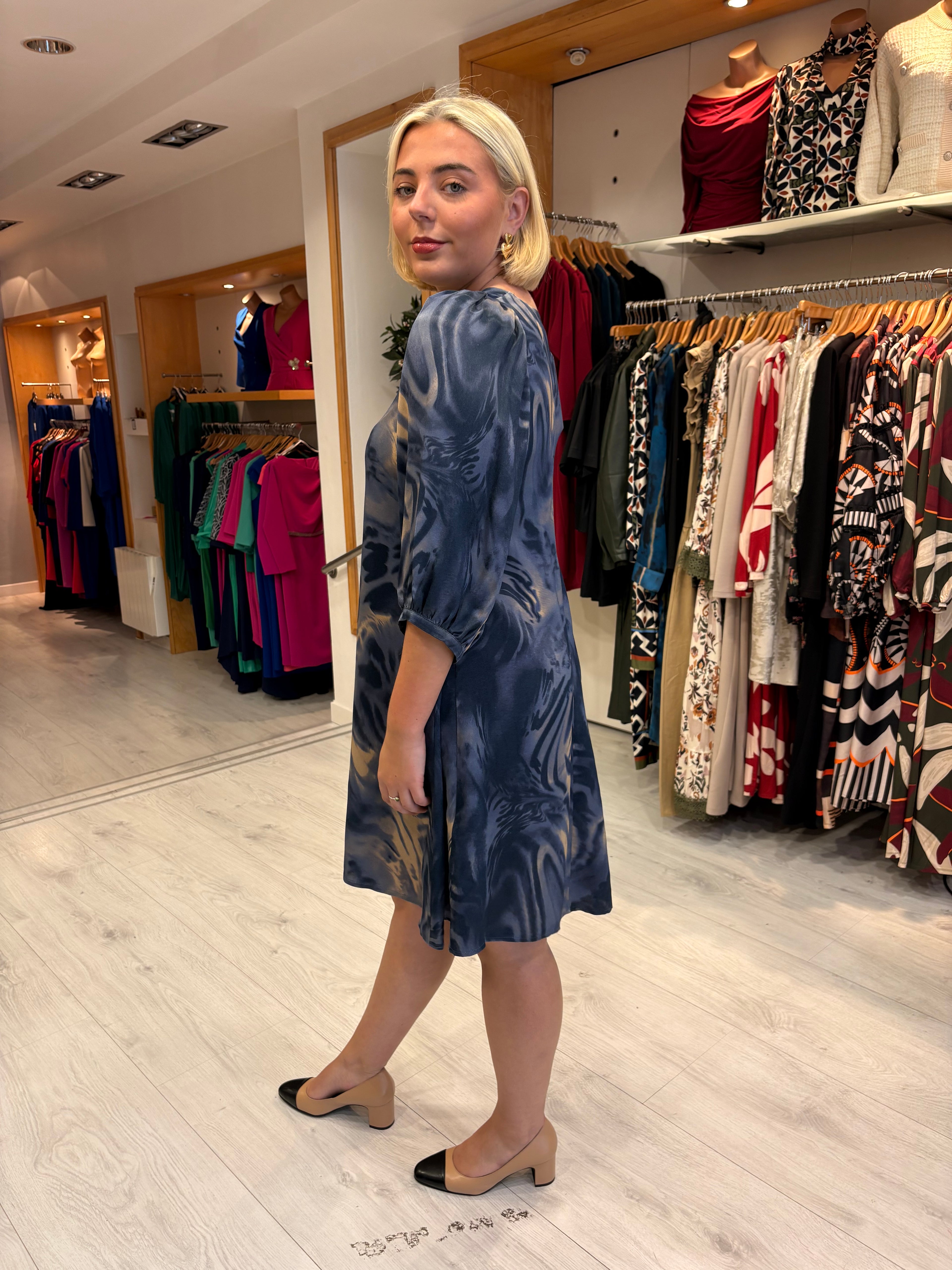 Karen By Simonsen Blue Tie-Dye Print Dress