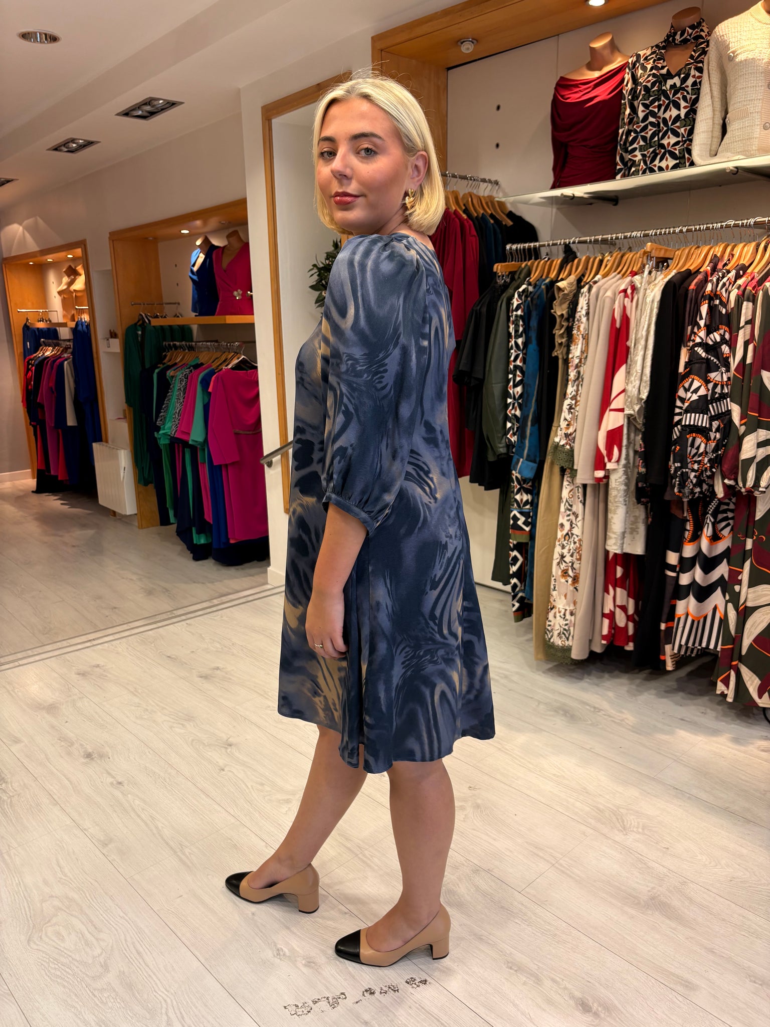 Karen By Simonsen Blue Tie-Dye Print Dress
