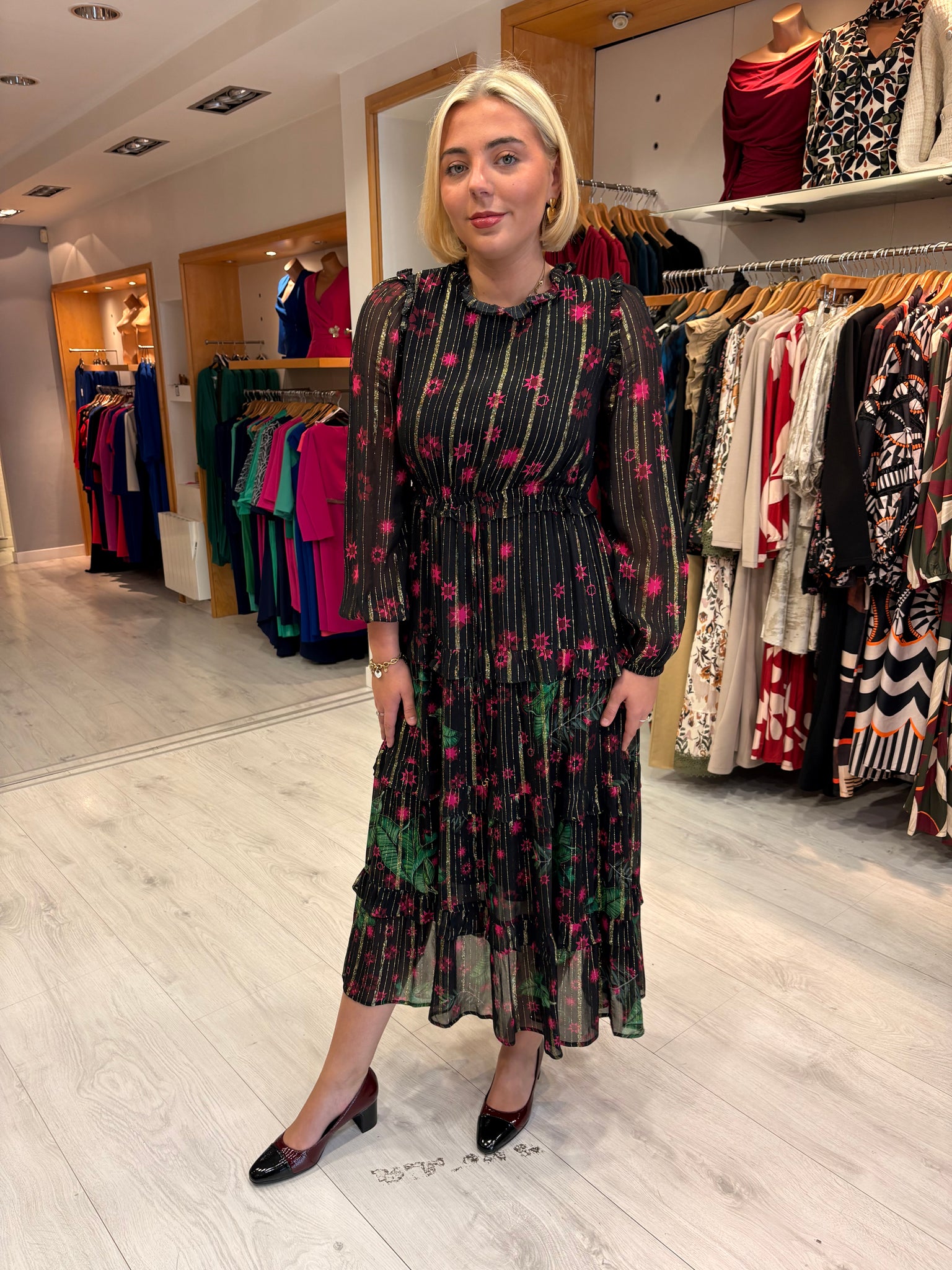 Emily Lovelock Black Midi Dress