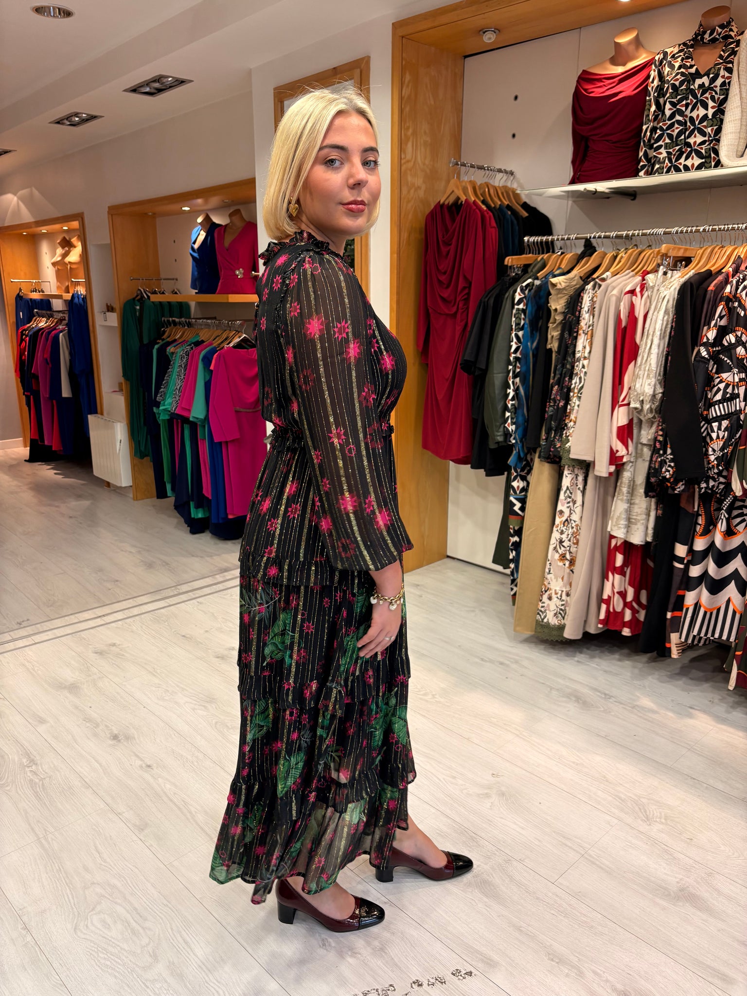 Emily Lovelock Black Midi Dress