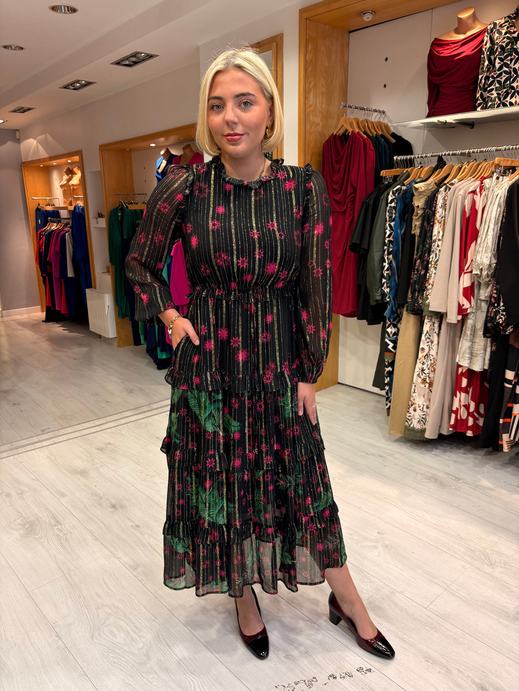 Emily Lovelock Black Midi Dress