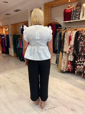 Kaffe White Ruffle Sleeve Blouse