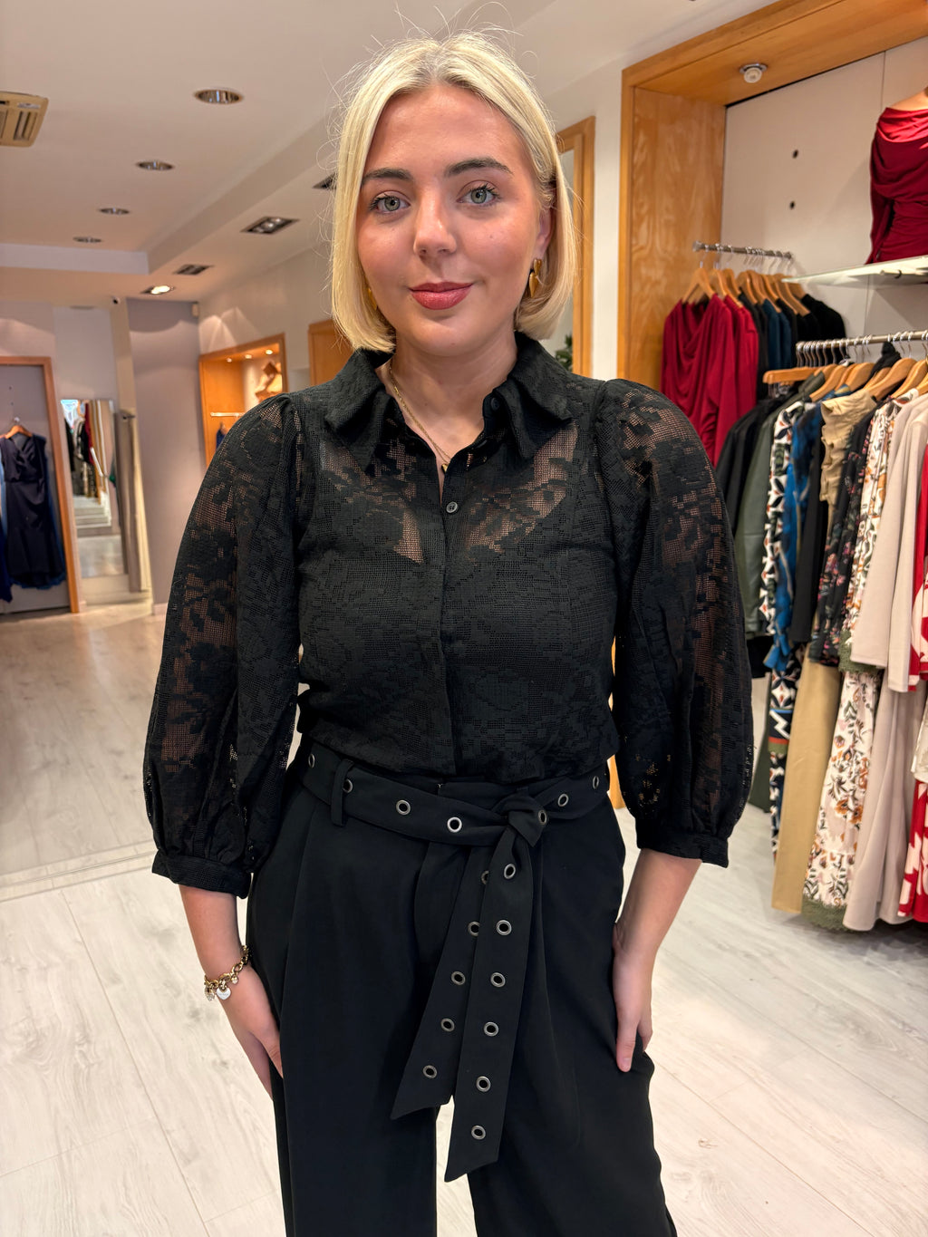 Karen By Simonsen Black Lace Blouse