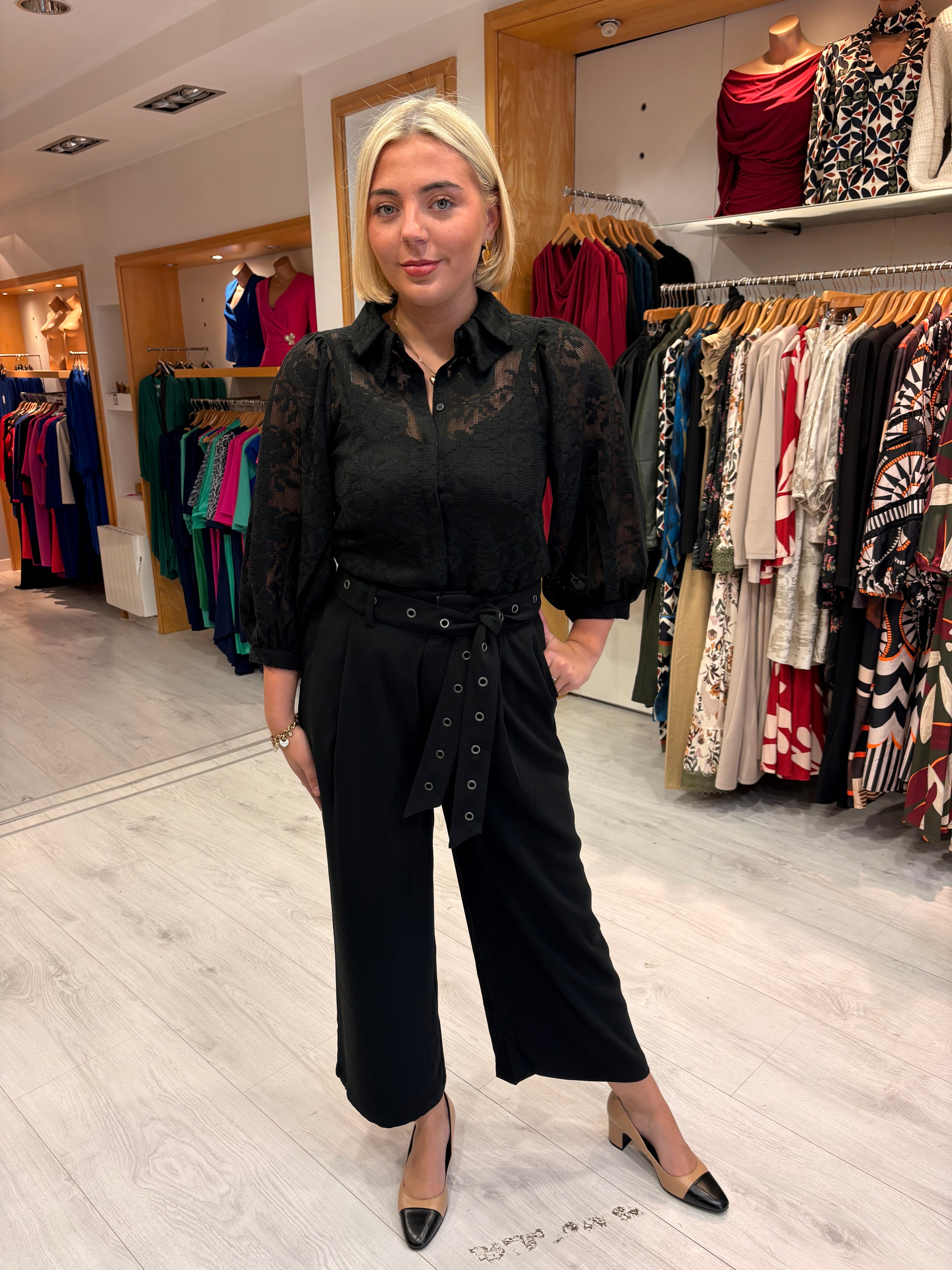 Karen By Simonsen Black Lace Blouse