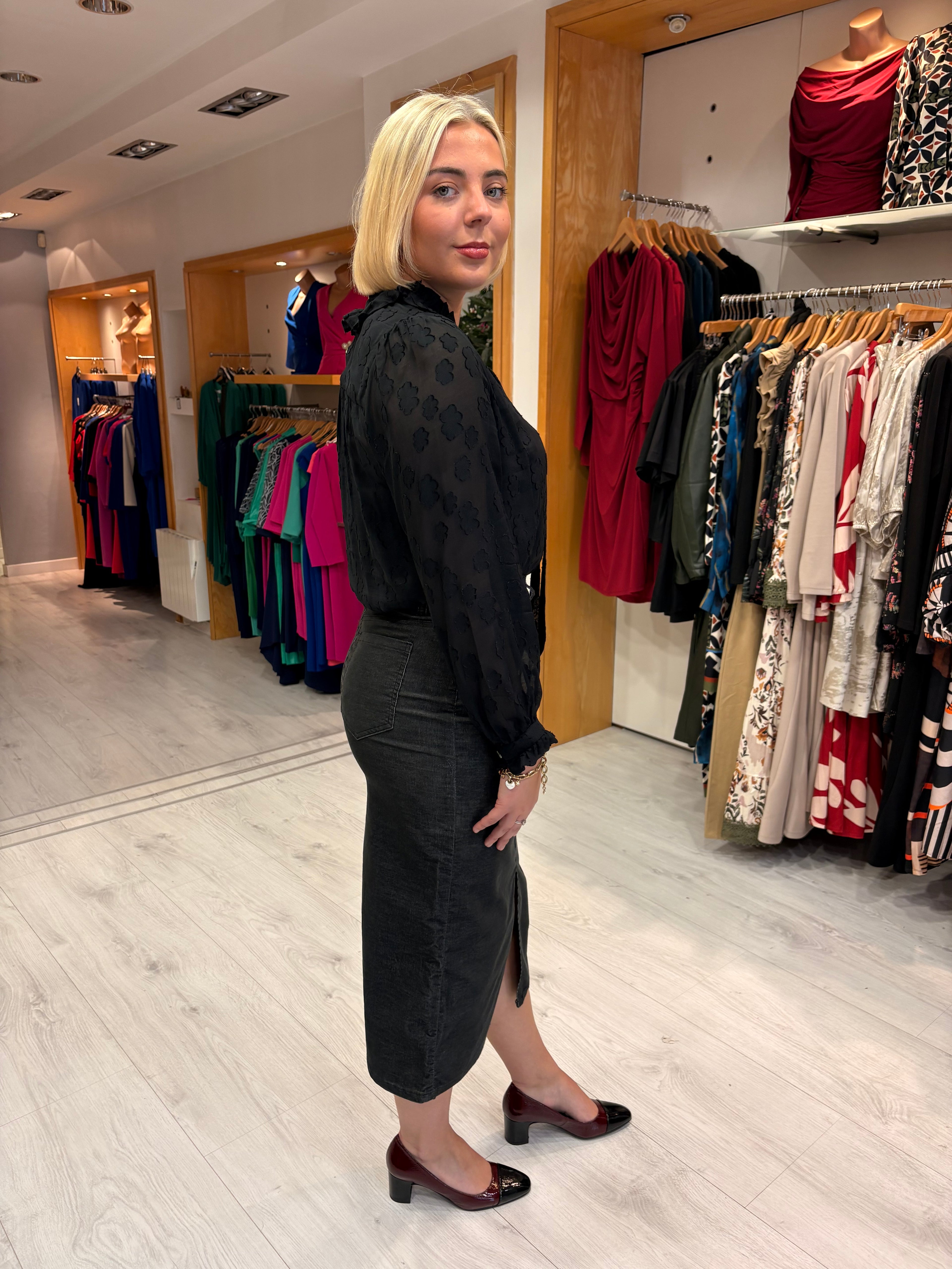 Kaffe Black Denim Skirt