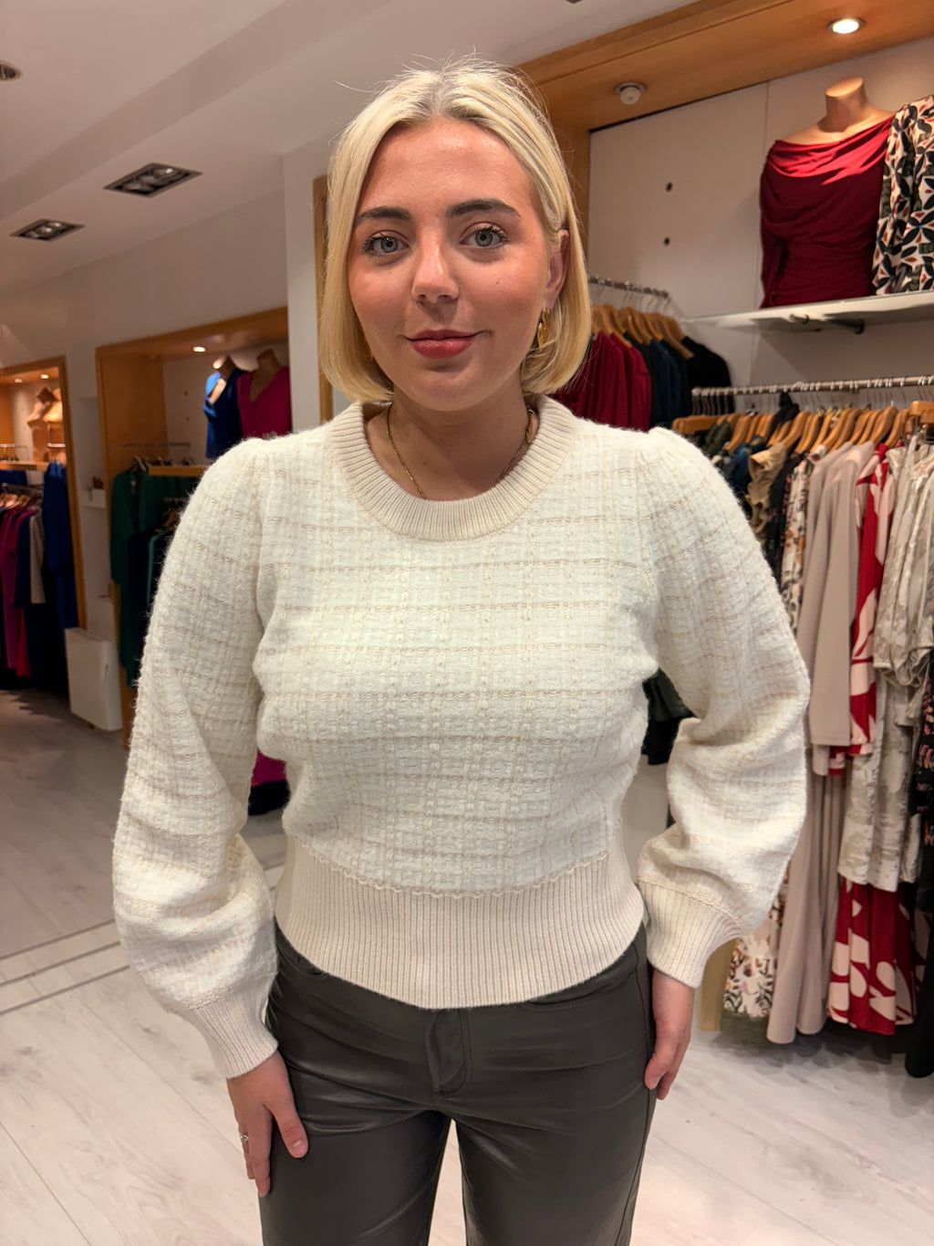 Karen By Simonsen Textured Knit Cream Jumper