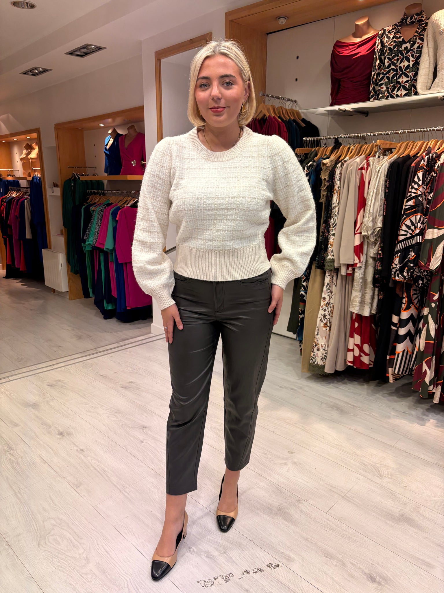 Karen By Simonsen Textured Knit Cream Jumper