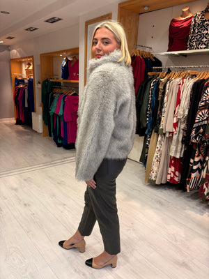 Yaya Luxe Grey Faux Fur Jacket Description: