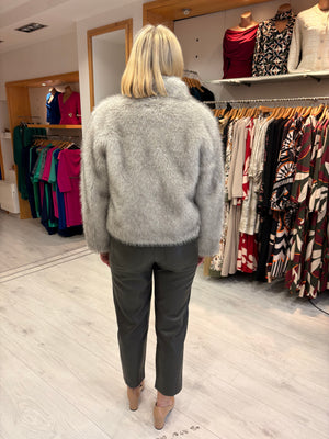 Yaya Luxe Grey Faux Fur Jacket Description: