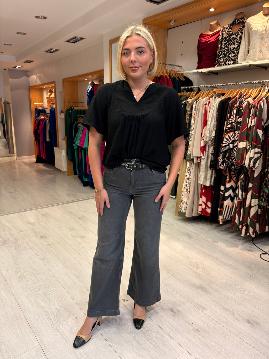 Yaya Grey Wide Leg Jean