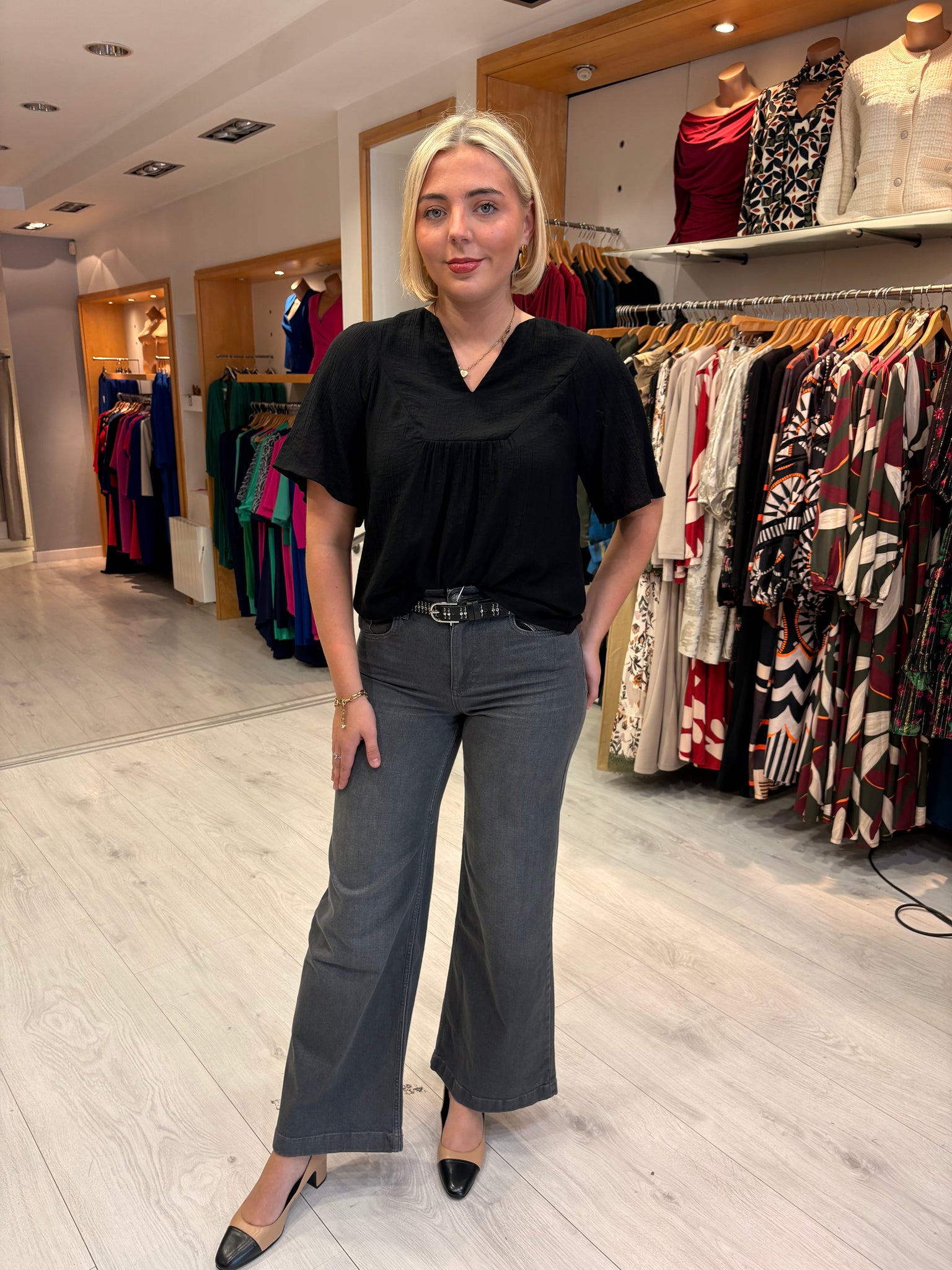 Yaya Grey Wide Leg Jean