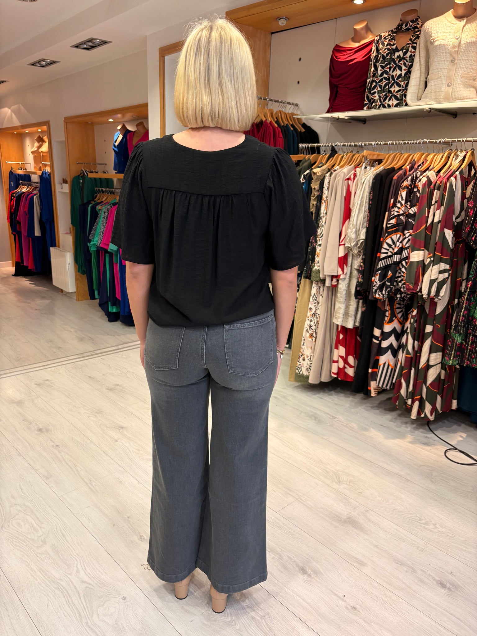 Yaya Grey Wide Leg Jean