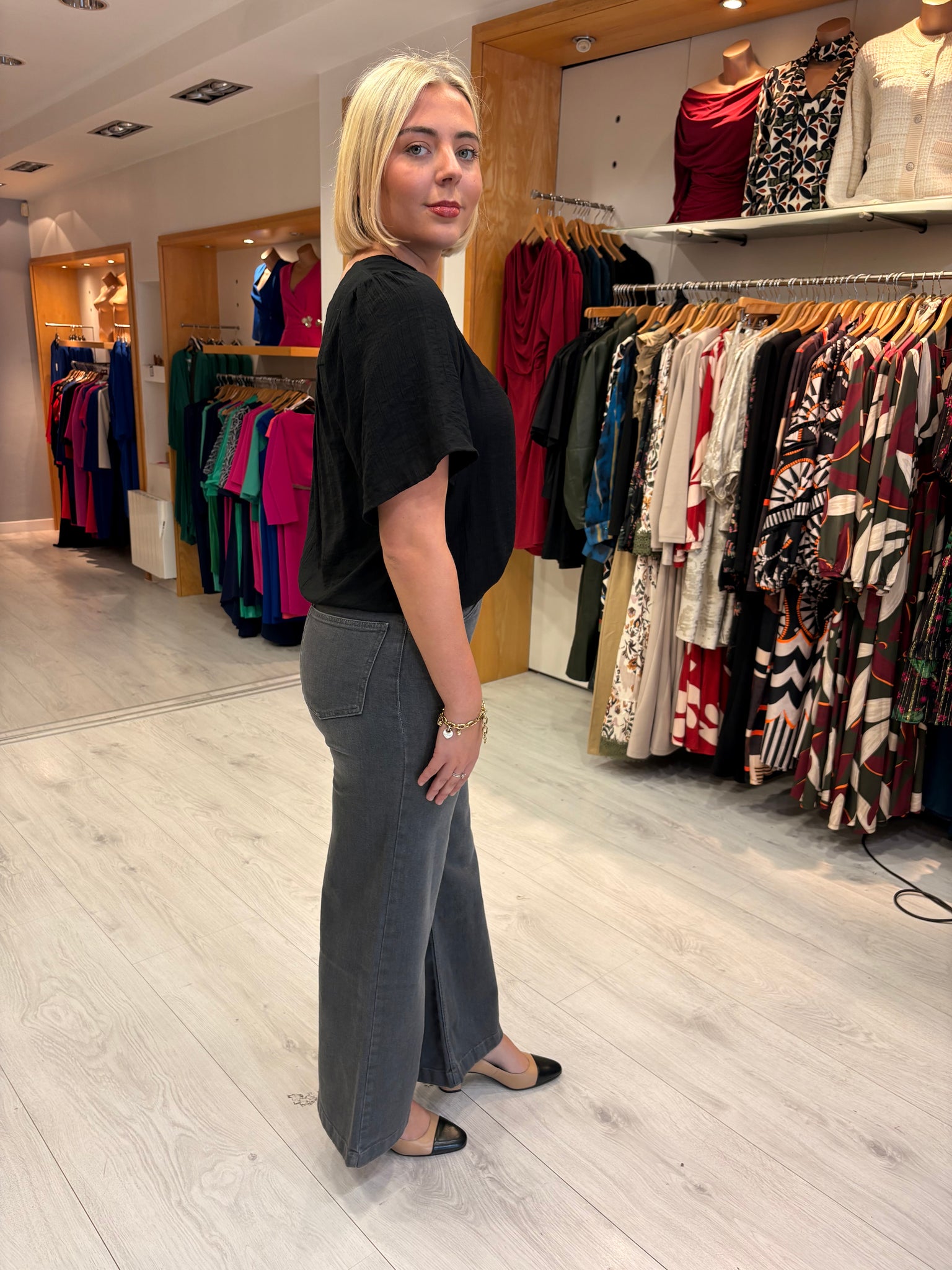Yaya Grey Wide Leg Jean