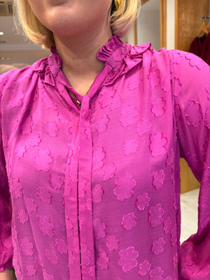 Emiily Lovelock Sheer Jacquard Blouse with Tie Neck