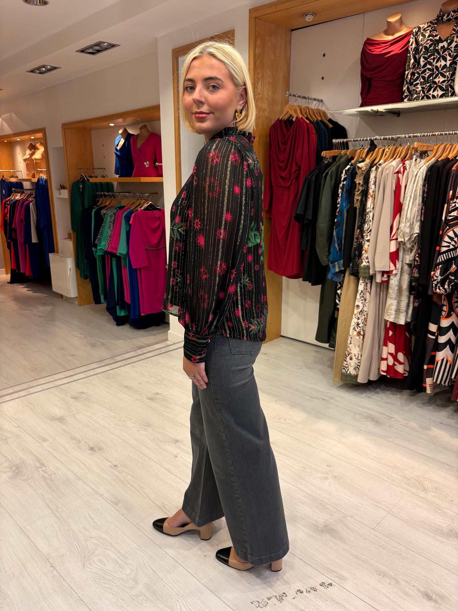 Emily Lovelock Printed Sheer Blouse